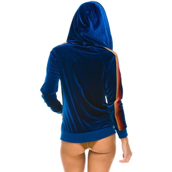 ❌SOLD❌ NWOT Aviator Nation Velvet Zip Hoodie Royal - Picture 5 of 8
